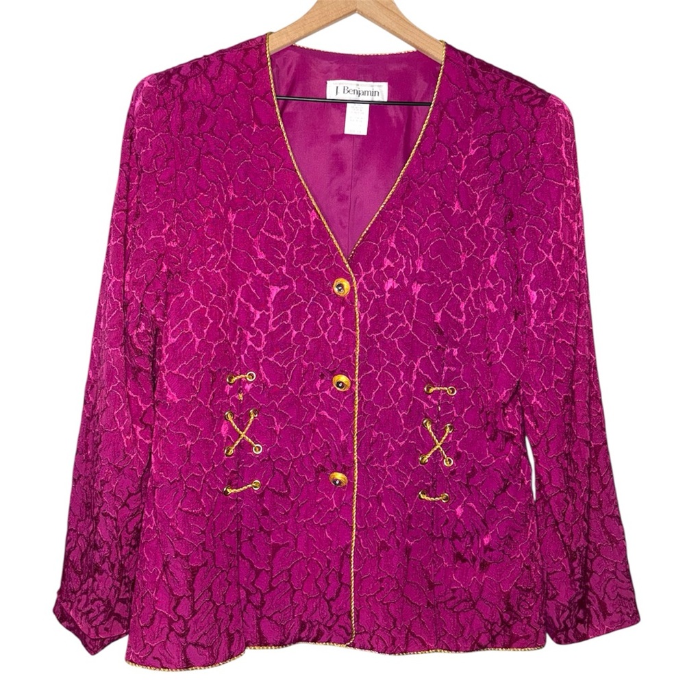 Vintage Regency Barbiecore Fuchsia and Gold Blazer‎ Button Up 70s 80s Jacket